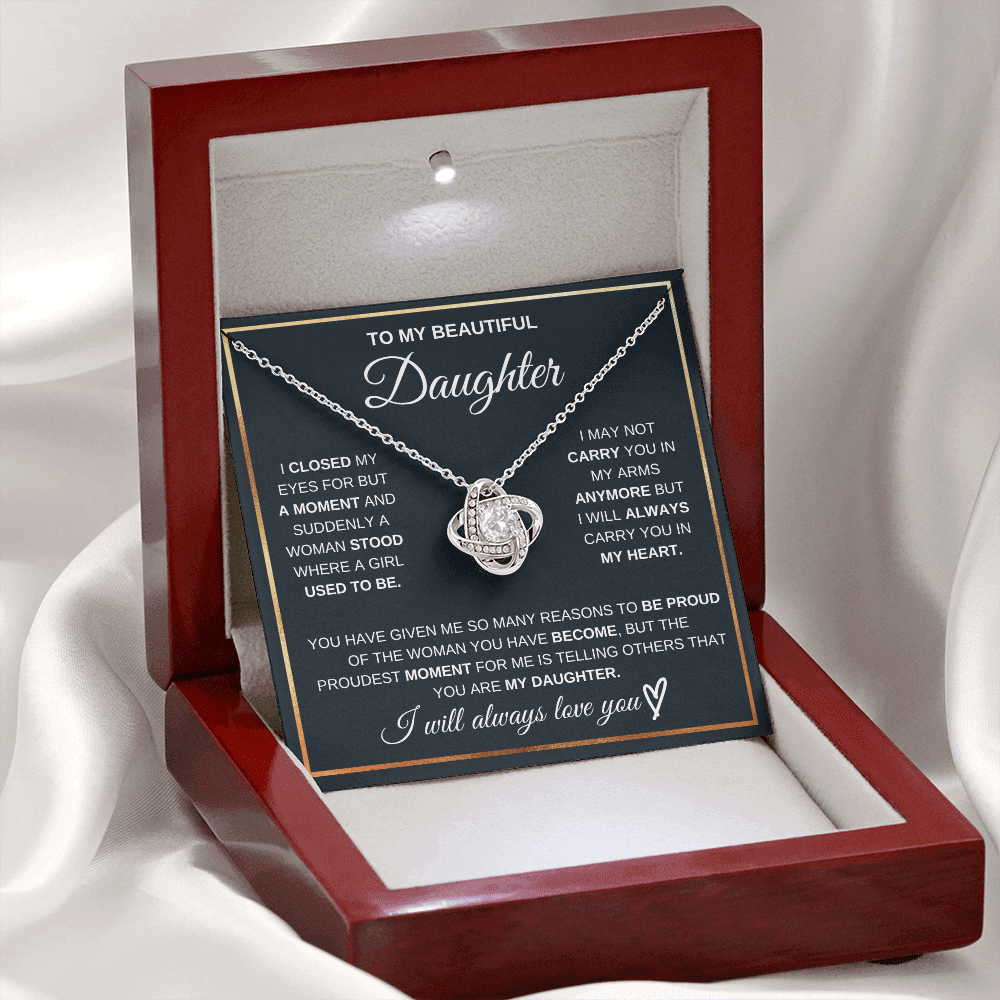 Love Knot Necklace for Daughter | Meaningful Message Card Gift