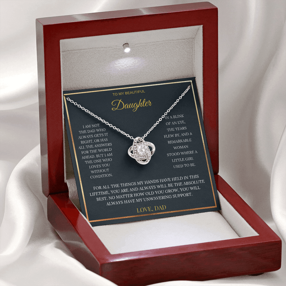 To My Beautiful Daughter – Love Knot Necklace | Sentimental Gift from Dad