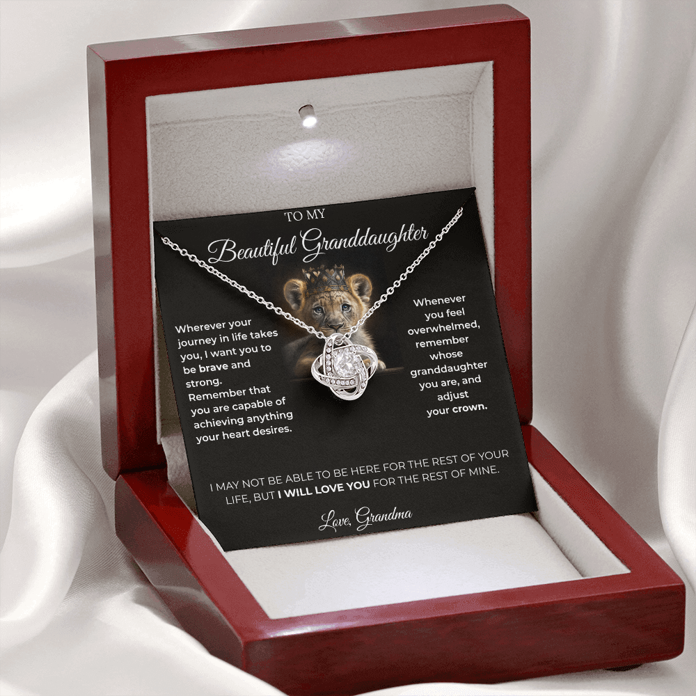 To My Granddaughter – Love Knot Necklace | Regal "Adjust Your Crown" Gift from Grandma