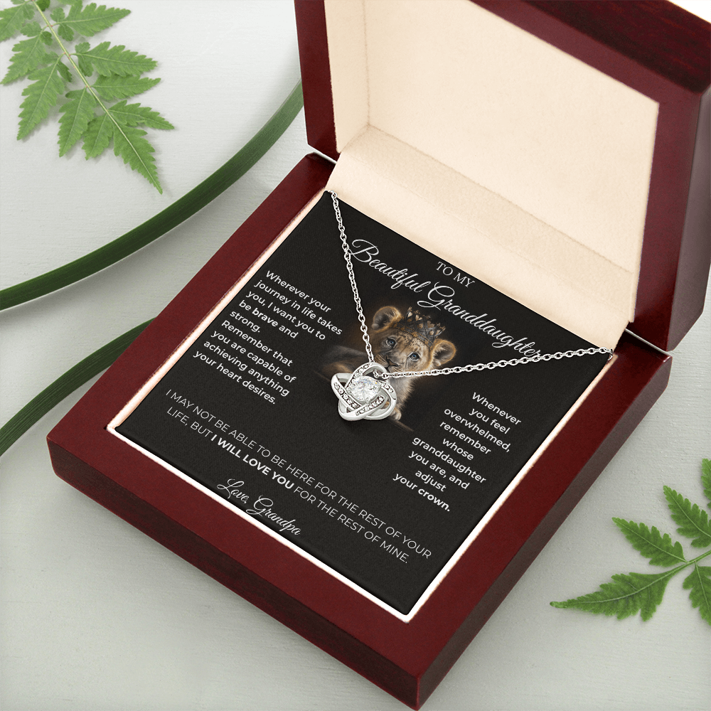 To My Granddaughter – Love Knot Necklace | Regal "Adjust Your Crown" Gift from Grandpa