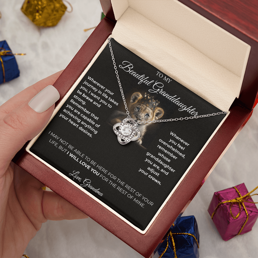 To My Granddaughter – Love Knot Necklace | Regal "Adjust Your Crown" Gift from Grandma