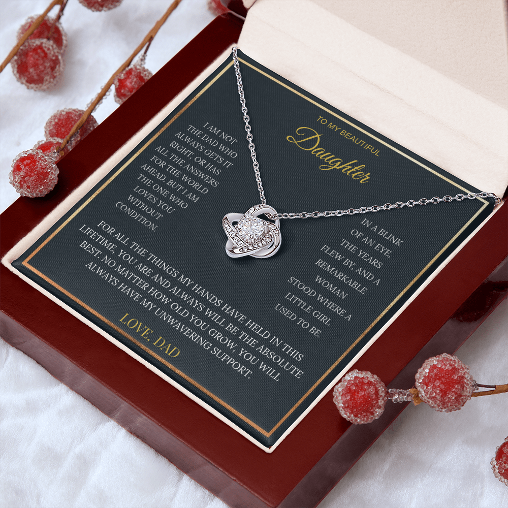 To My Beautiful Daughter – Love Knot Necklace | Sentimental Gift from Dad