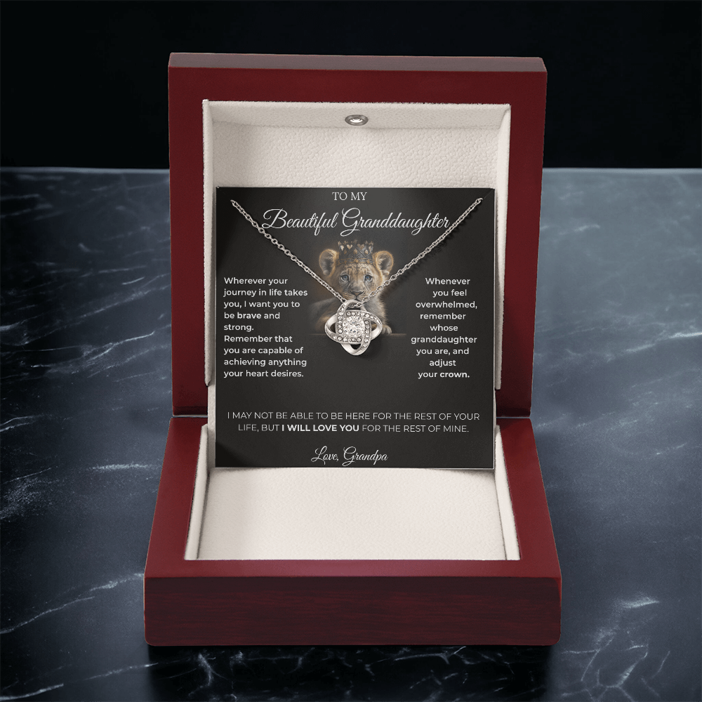 To My Granddaughter – Love Knot Necklace | Regal "Adjust Your Crown" Gift from Grandpa