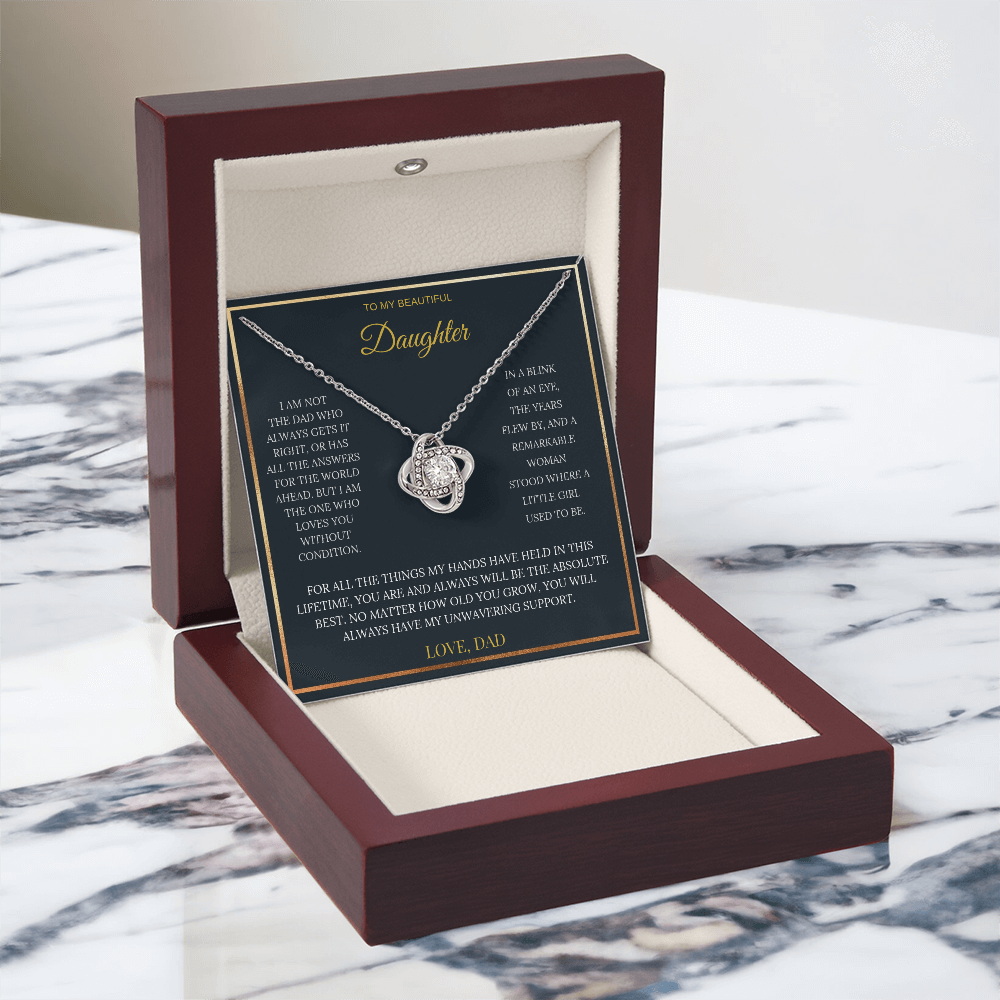 To My Beautiful Daughter – Love Knot Necklace | Sentimental Gift from Dad