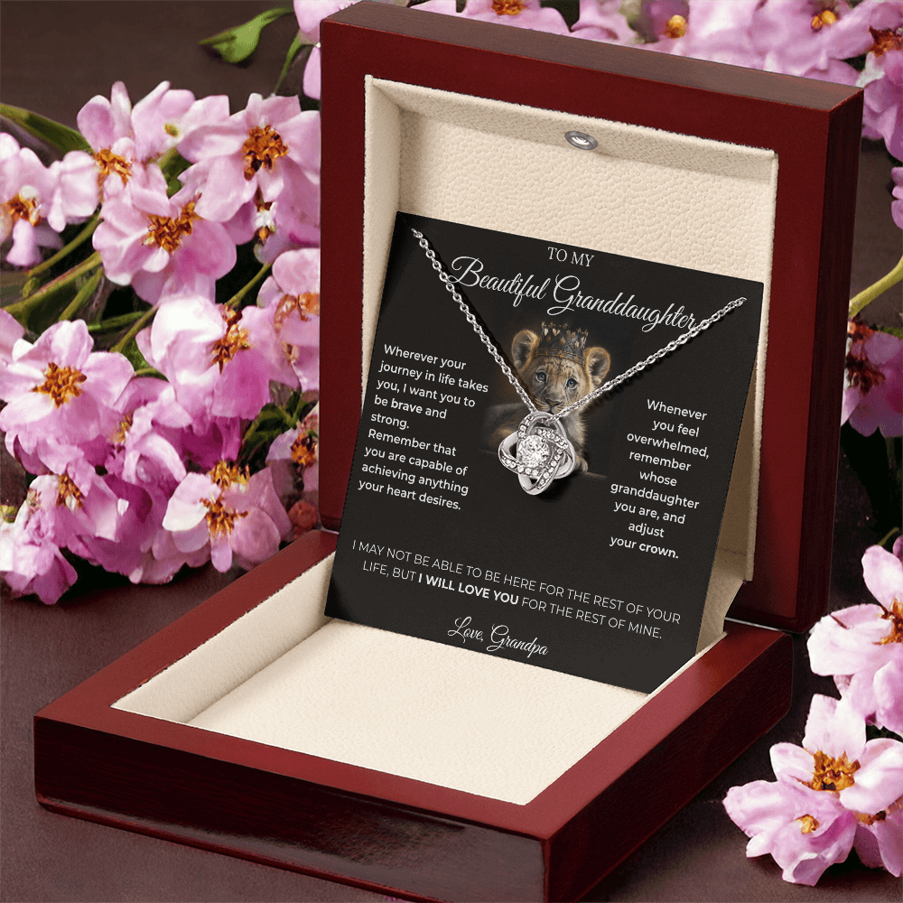 To My Granddaughter – Love Knot Necklace | Regal "Adjust Your Crown" Gift from Grandpa