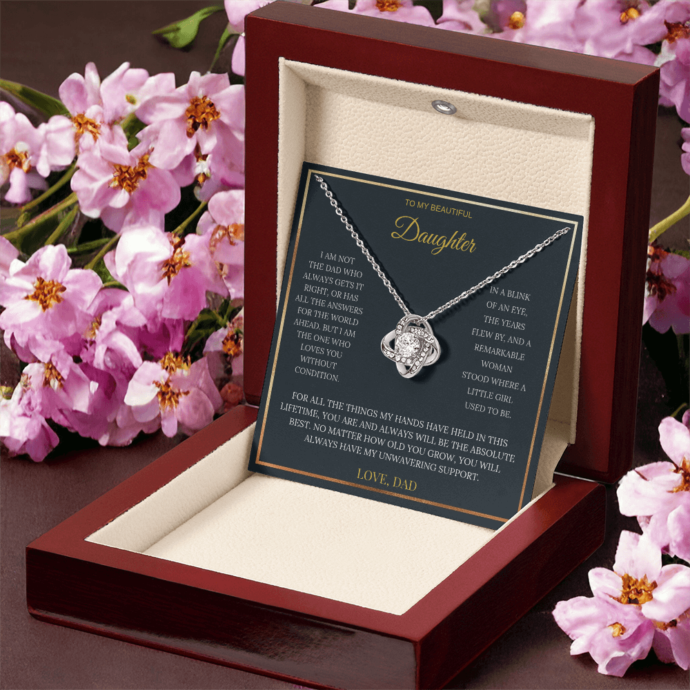 To My Beautiful Daughter – Love Knot Necklace | Sentimental Gift from Dad