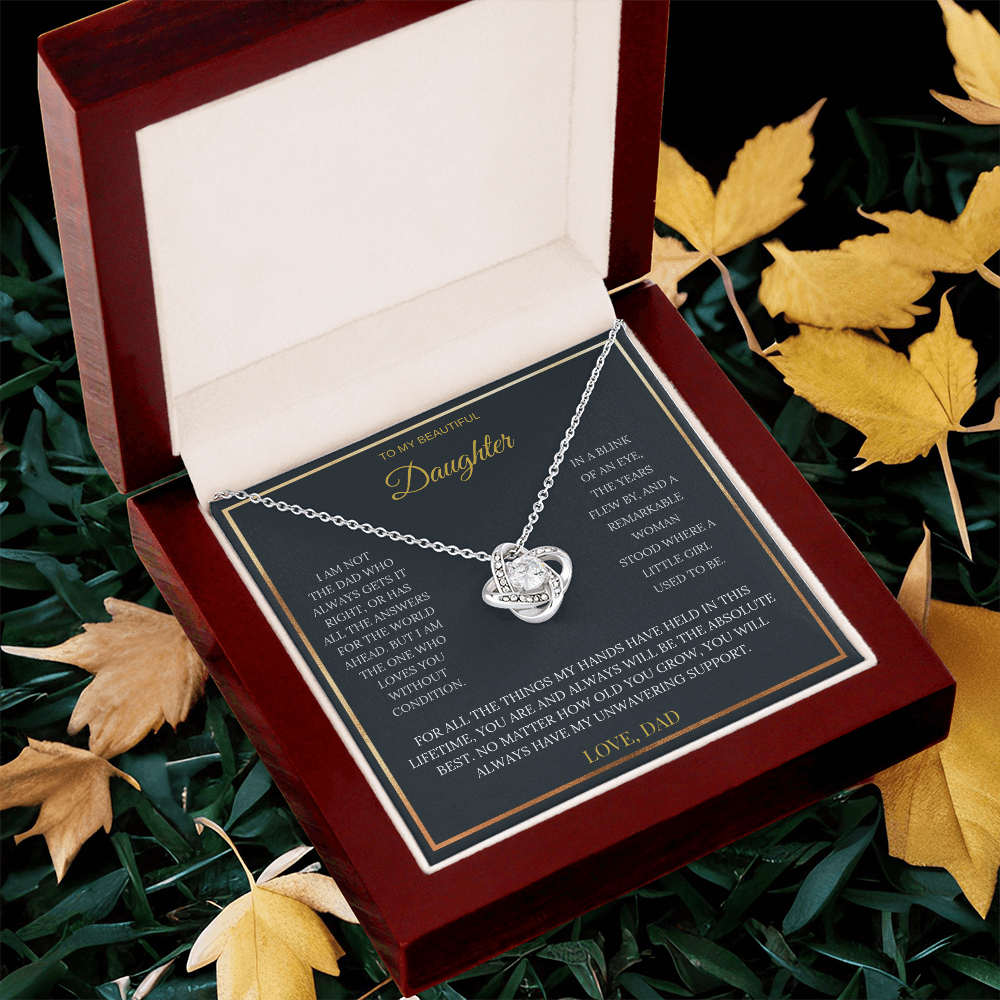 To My Beautiful Daughter – Love Knot Necklace | Sentimental Gift from Dad