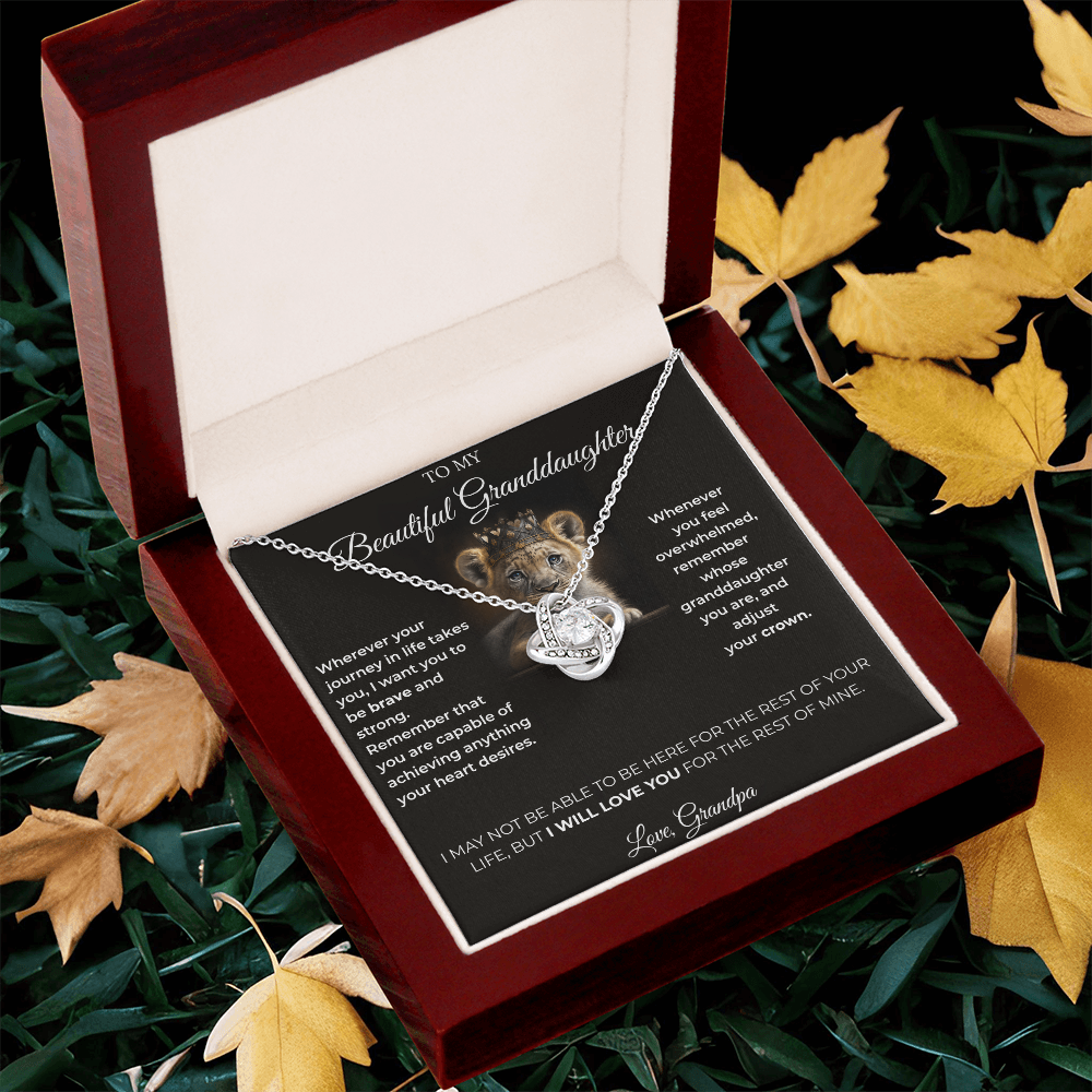 To My Granddaughter – Love Knot Necklace | Regal "Adjust Your Crown" Gift from Grandpa