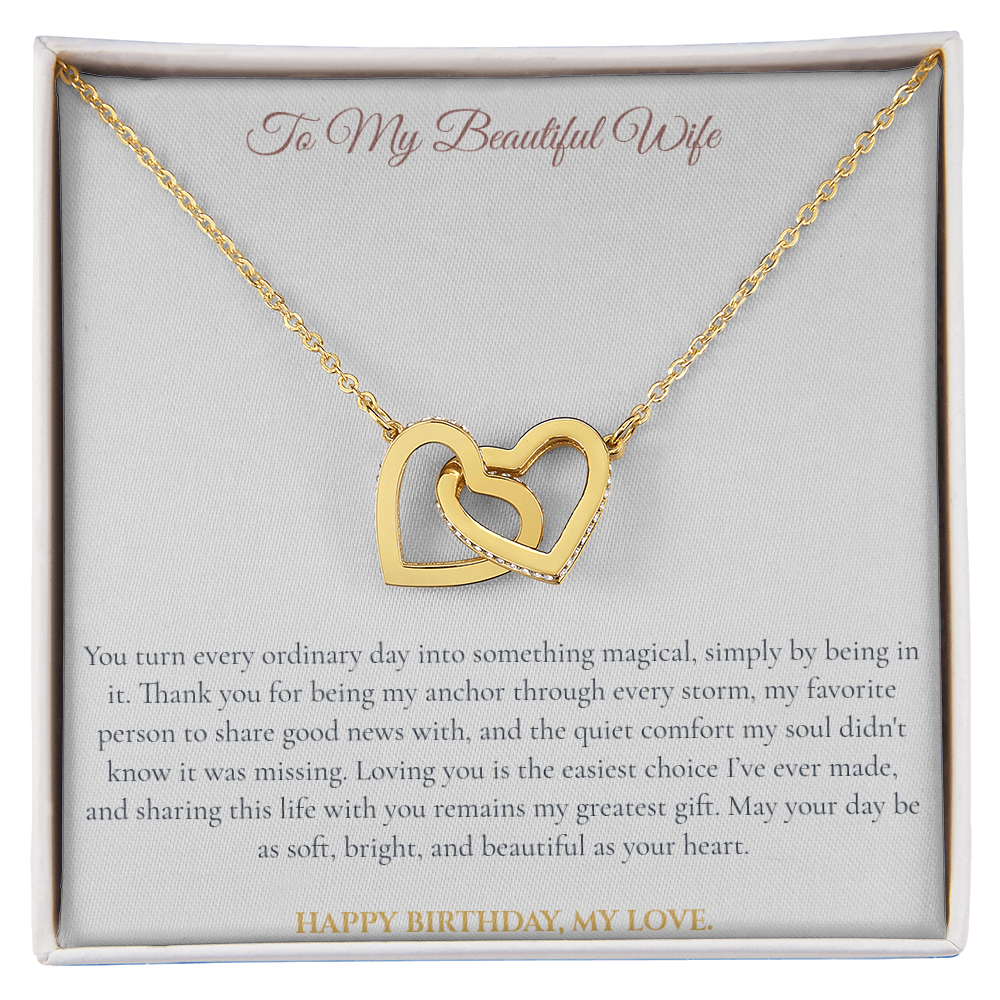 To My Beautiful Wife Interlocking Hearts Necklace | Birthday Gift