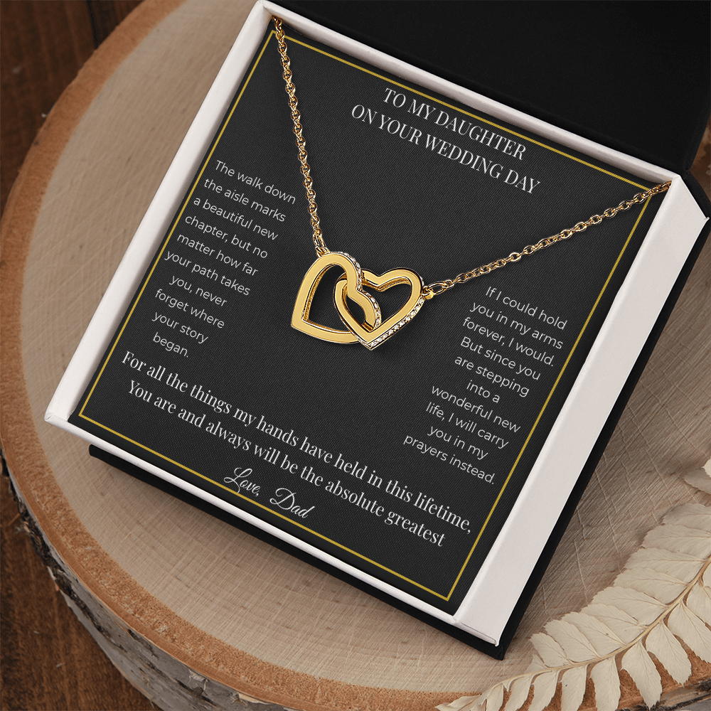 Polished Surgical Steel and 18k Yellow Gold Interlocking Hearts Pendant