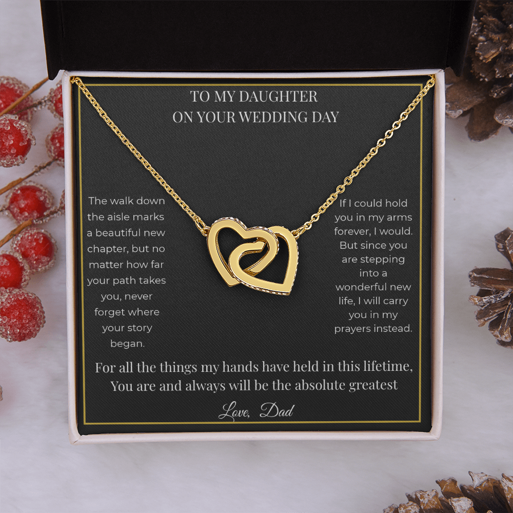 Interlocking Hearts Necklace with Wedding Message Card for Daughter from Dad