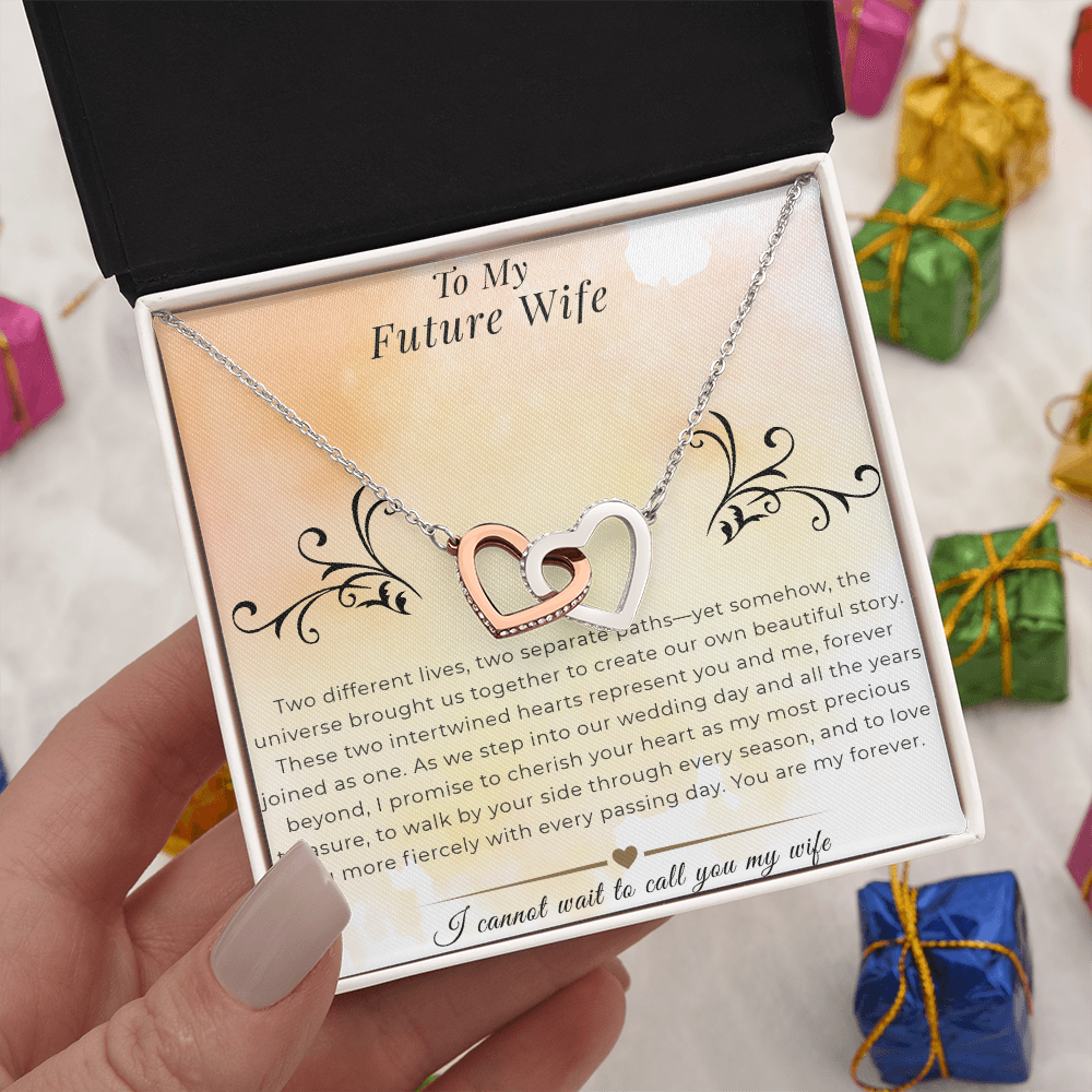 To My Future Wife - Interlocking Hearts Necklace | Wedding Day Gift, Bridal Jewelry from Groom
