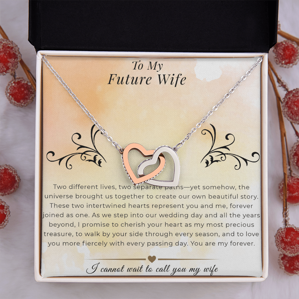 To My Future Wife - Interlocking Hearts Necklace | Wedding Day Gift, Bridal Jewelry from Groom
