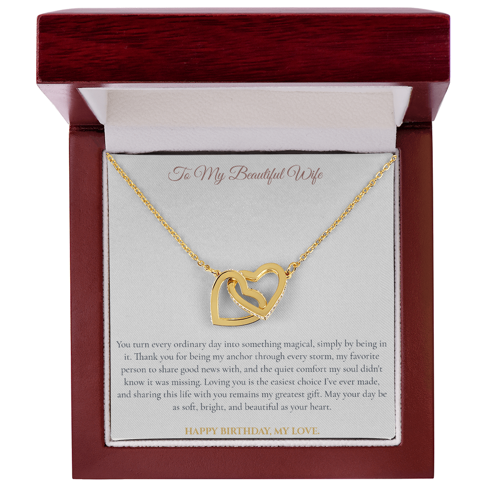 To My Beautiful Wife Interlocking Hearts Necklace | Birthday Gift