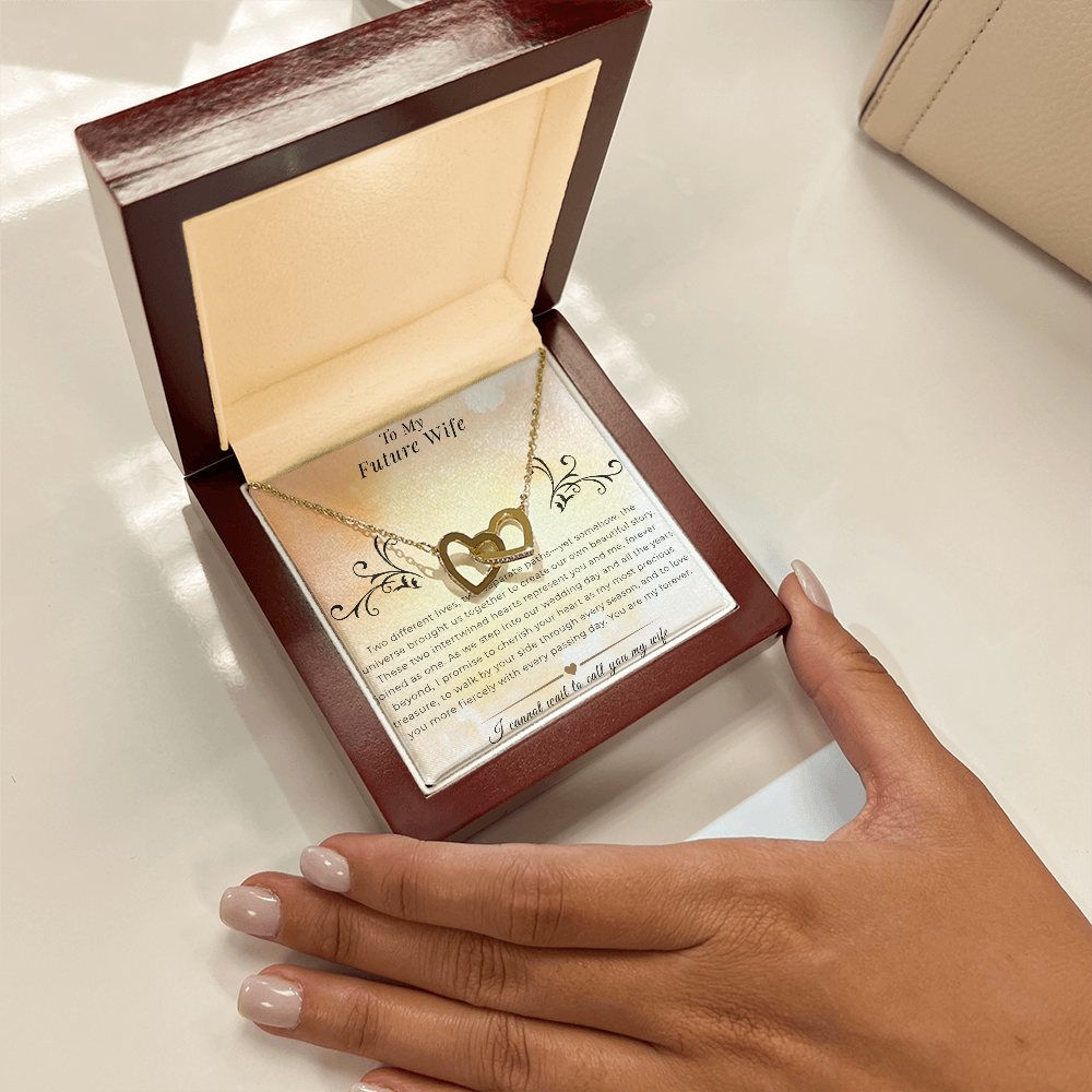 To My Future Wife - Interlocking Hearts Necklace | Wedding Day Gift, Bridal Jewelry from Groom