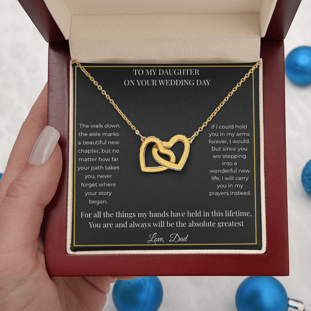 To My Daughter On Her Wedding Day – Interlocking Hearts Necklace | Gift for Daughter from Dad