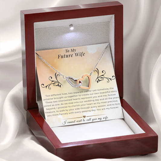 To My Future Wife - Interlocking Hearts Necklace | Wedding Day Gift, Bridal Jewelry from Groom