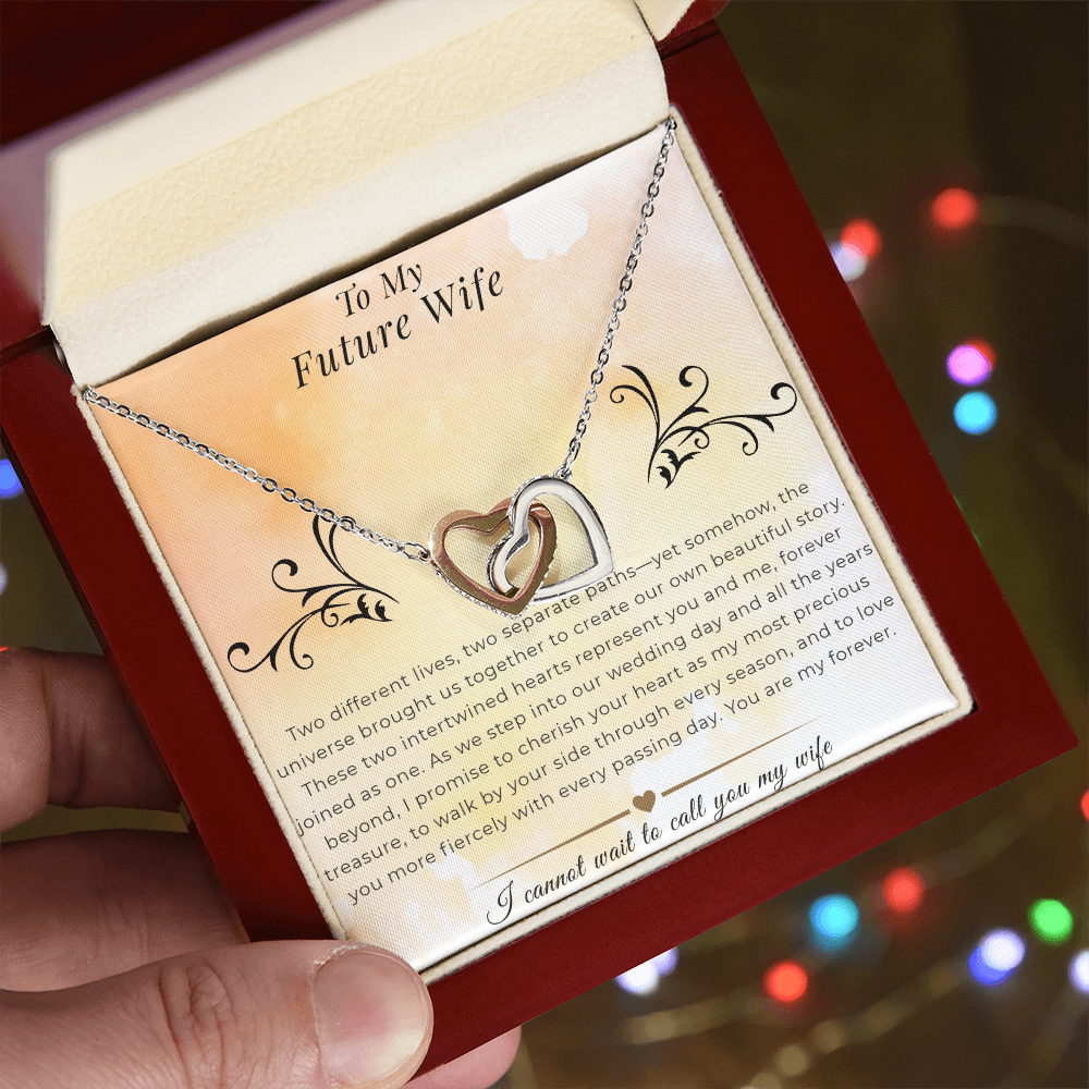 To My Future Wife - Interlocking Hearts Necklace | Wedding Day Gift, Bridal Jewelry from Groom