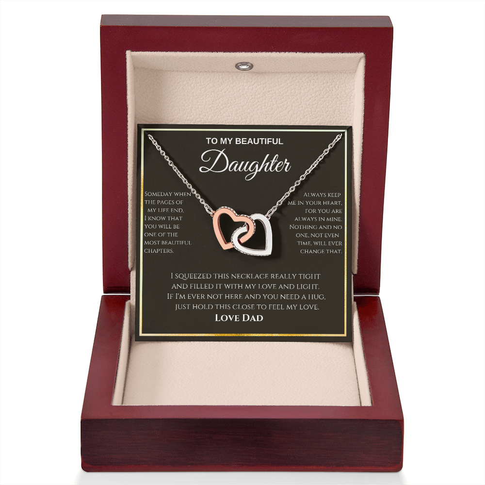 Interlocking Hearts Necklace - To My beautiful Daughter