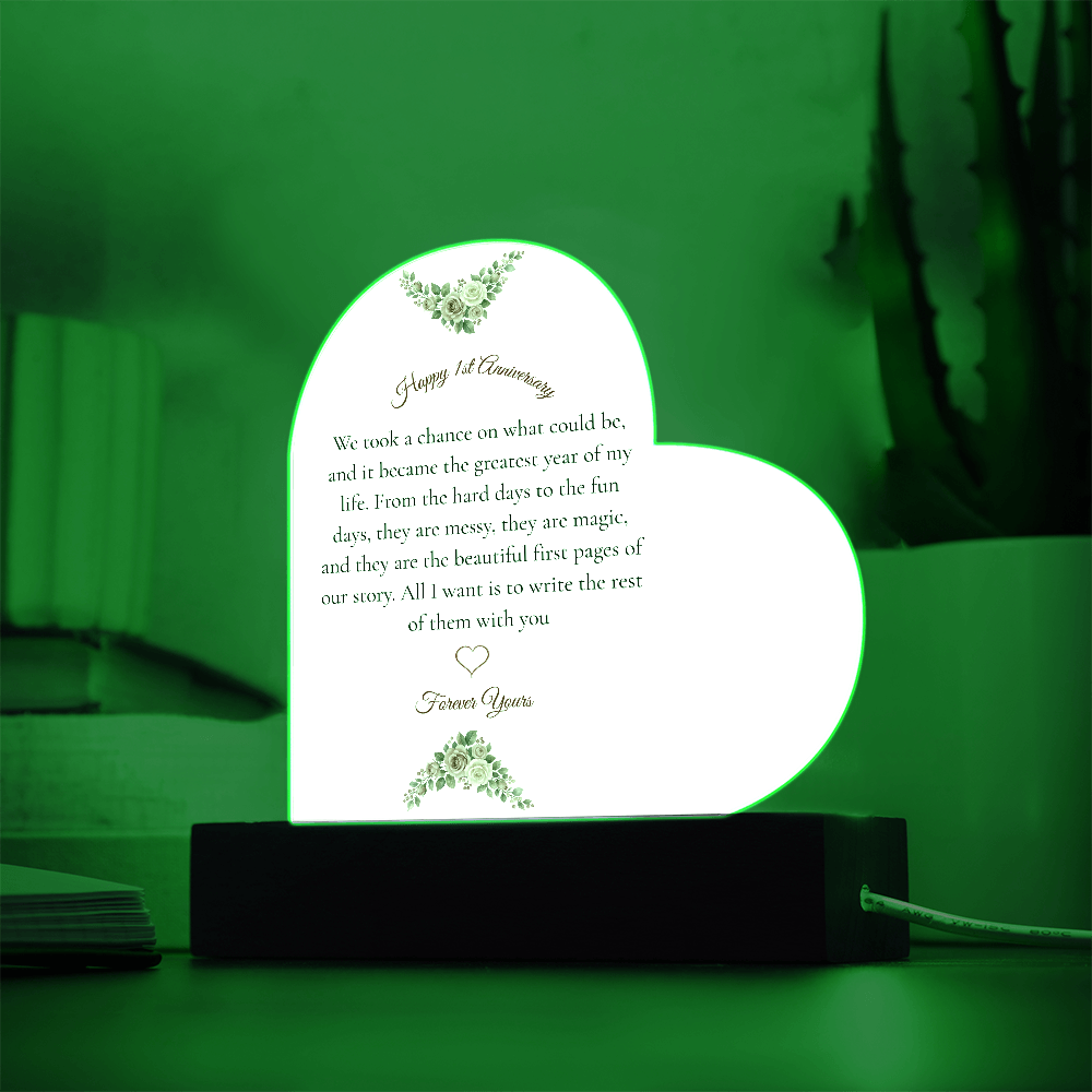 1st Anniversary Gift for Wife - The "Messy & Magic" LED Heart Plaque