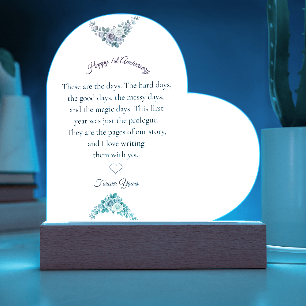 1st Anniversary Gift for Wife - The "Messy & Magic" LED Heart Plaque
