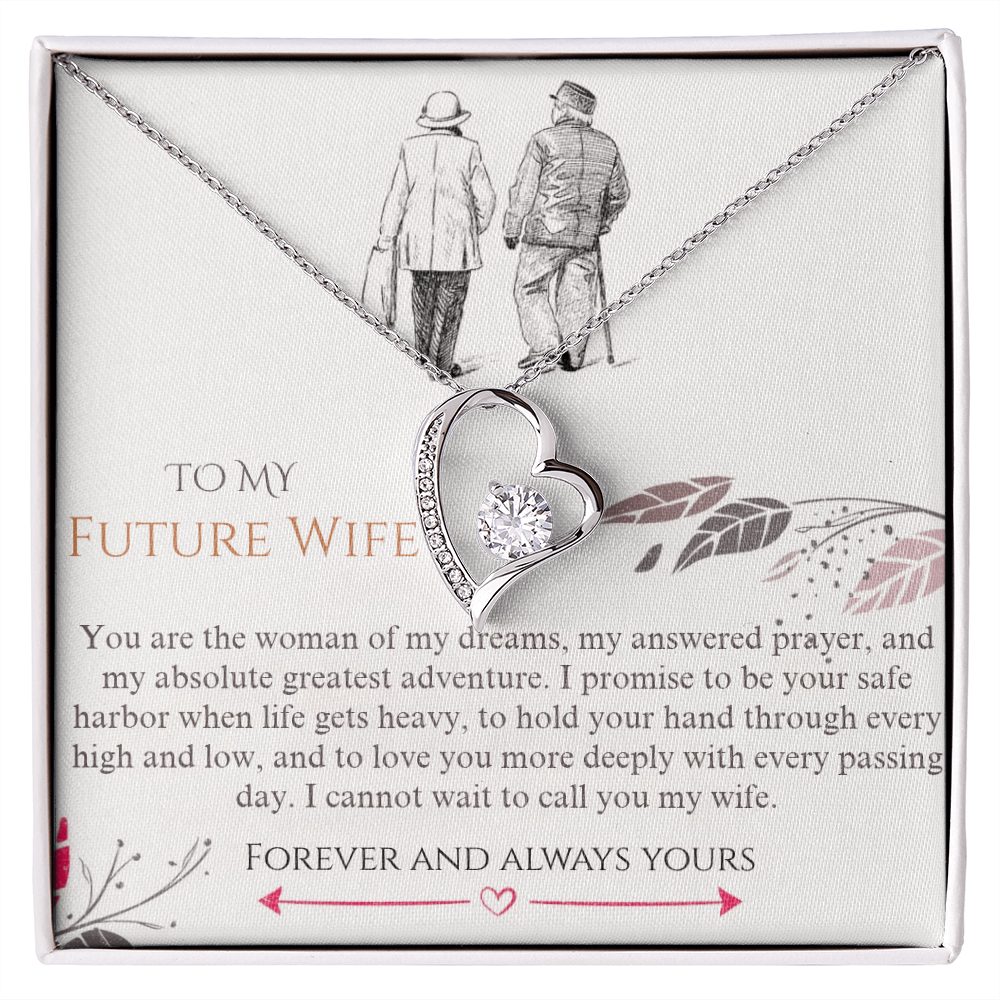 Forever Love Heart Pendant Necklace, 14k White Gold Finish