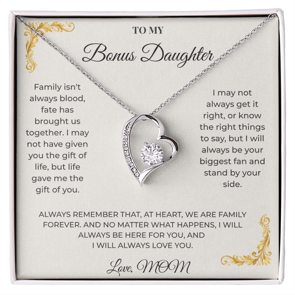 To My Bonus Daughter – Forever Love Necklace | Heartfelt Keepsake Gift from Mom