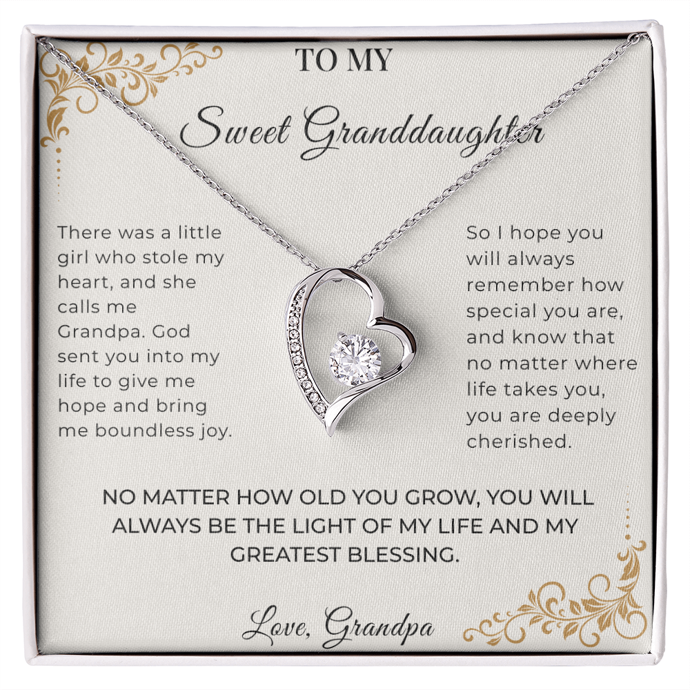 To My Granddaughter – Forever Love Necklace | Heartfelt Keepsake Gift from Grandpa