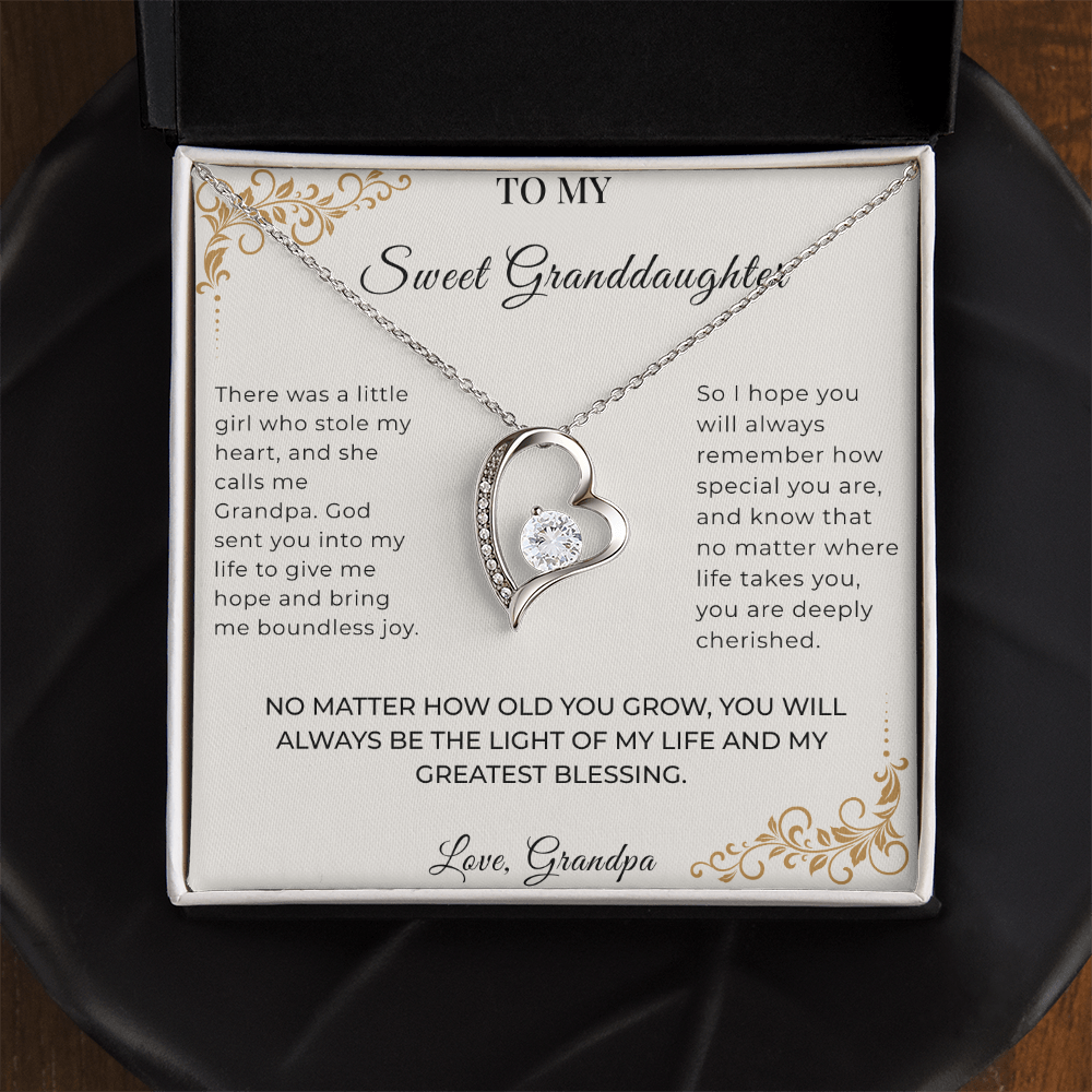 To My Granddaughter – Forever Love Necklace | Heartfelt Keepsake Gift from Grandpa