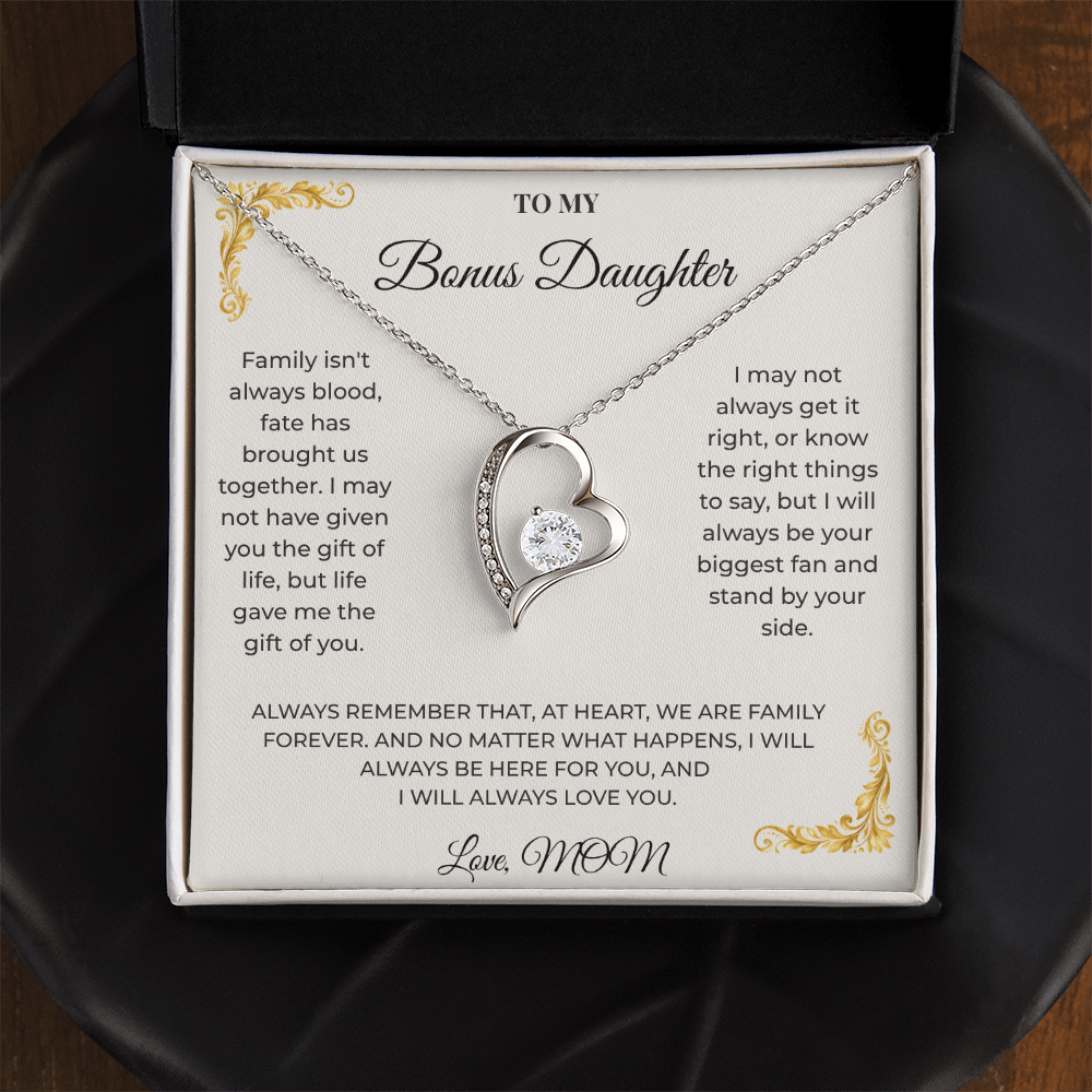 To My Bonus Daughter – Forever Love Necklace | Heartfelt Keepsake Gift from Mom
