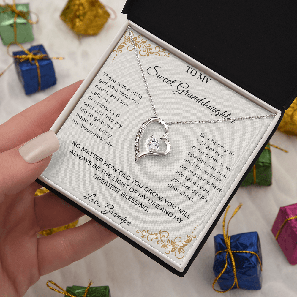 To My Granddaughter – Forever Love Necklace | Heartfelt Keepsake Gift from Grandpa