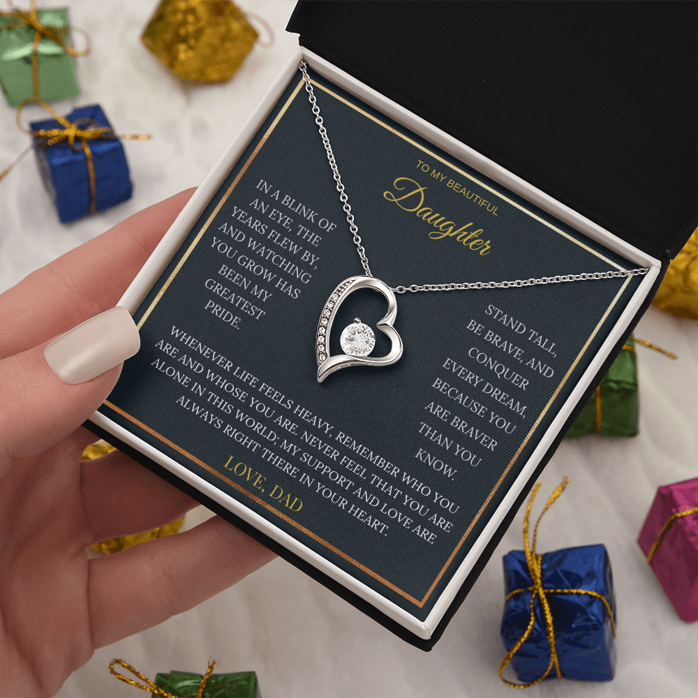 To My Beautiful Daughter – Forever Love Necklace | Sentimental Keepsake Gift from Dad