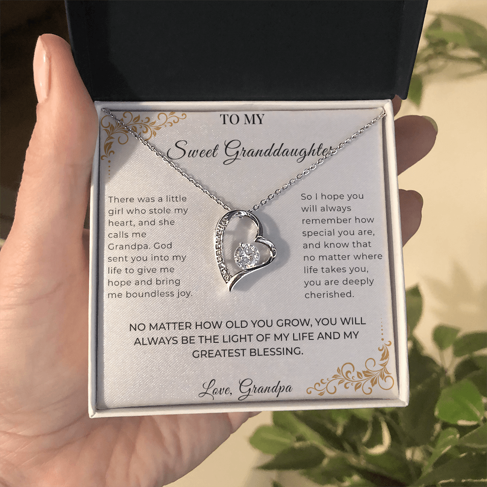 To My Granddaughter – Forever Love Necklace | Heartfelt Keepsake Gift from Grandpa