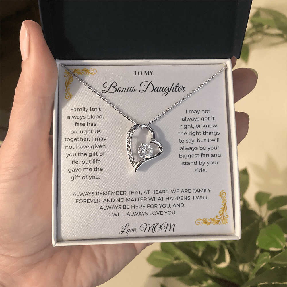 To My Bonus Daughter – Forever Love Necklace | Heartfelt Keepsake Gift from Mom