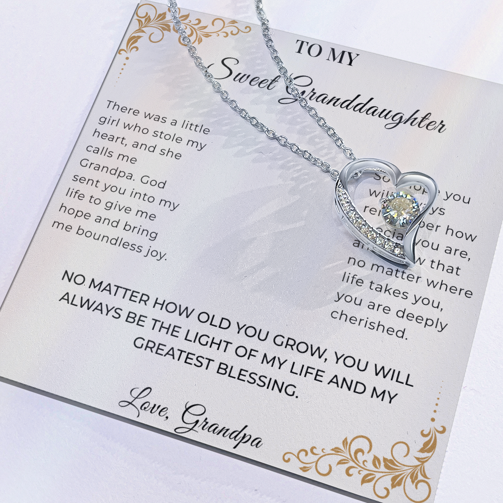 To My Granddaughter – Forever Love Necklace | Heartfelt Keepsake Gift from Grandpa