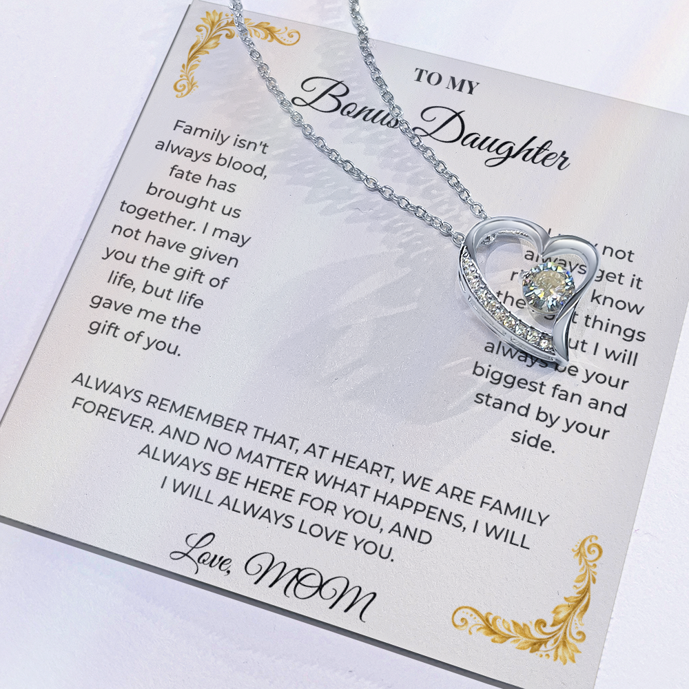 18k yellow gold finish Forever Love crystal pendant close-up