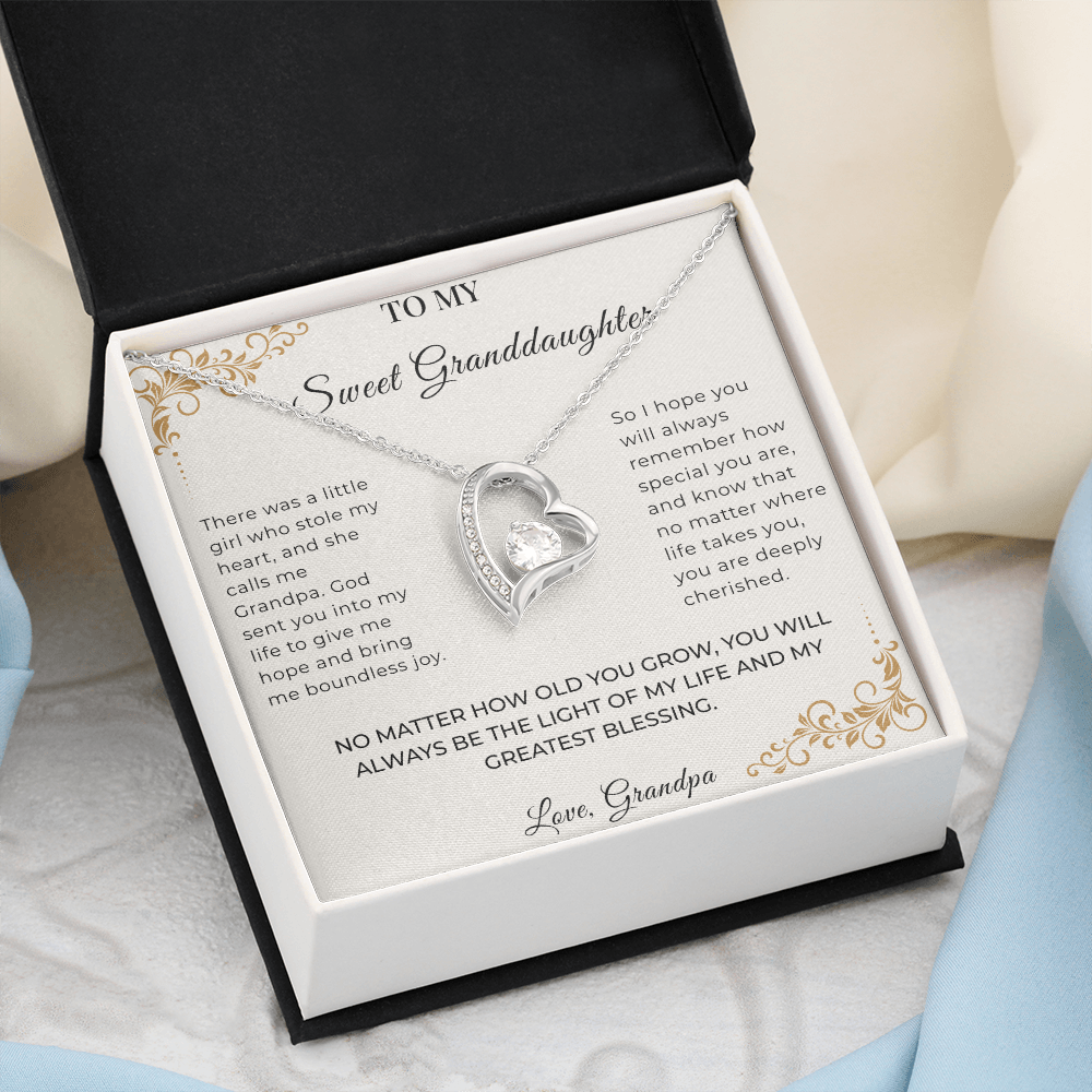 To My Granddaughter – Forever Love Necklace | Heartfelt Keepsake Gift from Grandpa