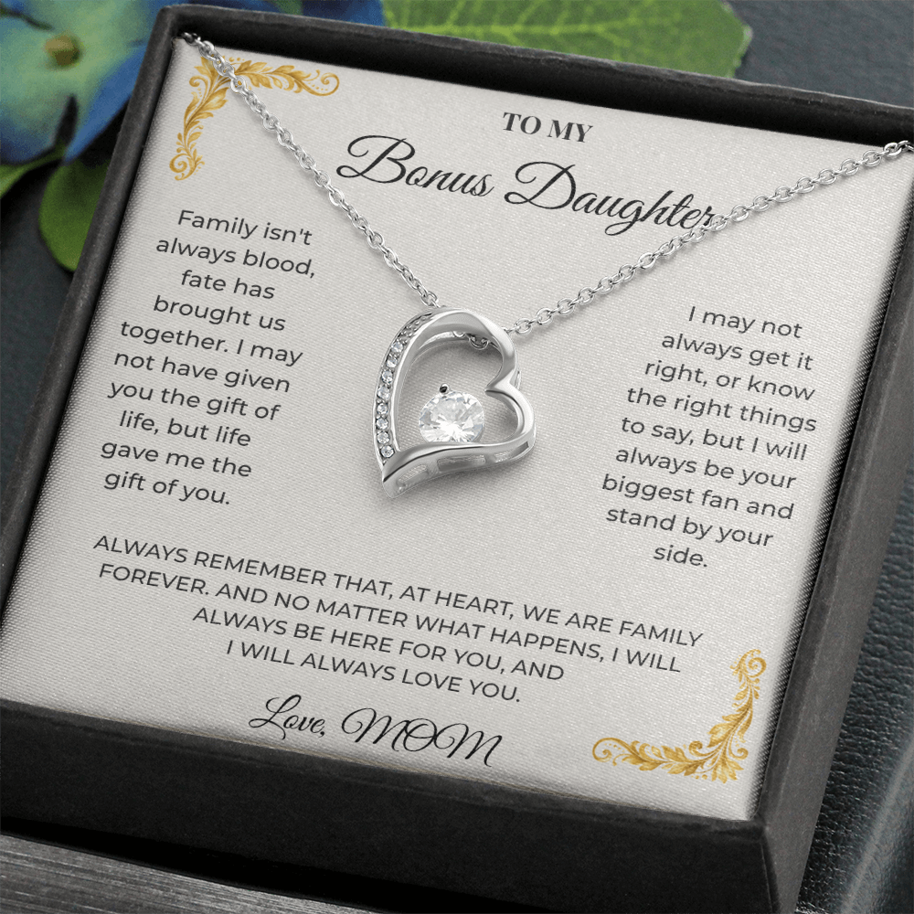 To My Bonus Daughter – Forever Love Necklace | Heartfelt Keepsake Gift from Mom