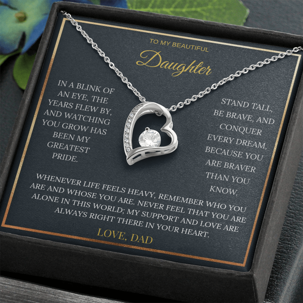 To My Beautiful Daughter – Forever Love Necklace | Sentimental Keepsake Gift from Dad