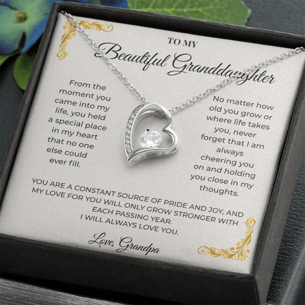 To My Granddaughter – Forever Love Necklace | Heartfelt Keepsake Gift from Grandpa