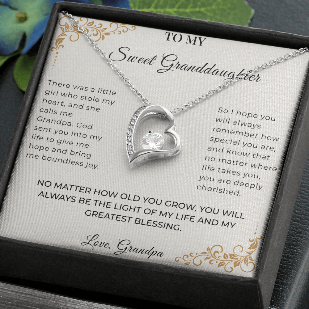 To My Granddaughter – Forever Love Necklace | Heartfelt Keepsake Gift from Grandpa