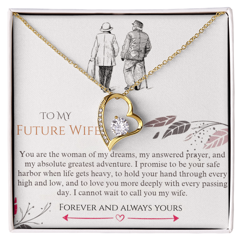 Forever Love Heart Pendant Necklace, 14k White Gold Finish