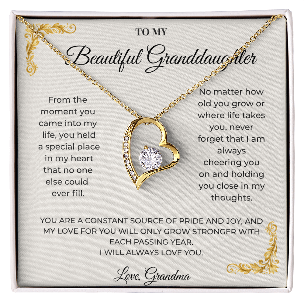 18k yellow gold finish Forever Love open-heart crystal pendant close-up