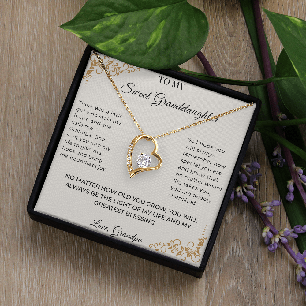 To My Granddaughter – Forever Love Necklace | Heartfelt Keepsake Gift from Grandpa