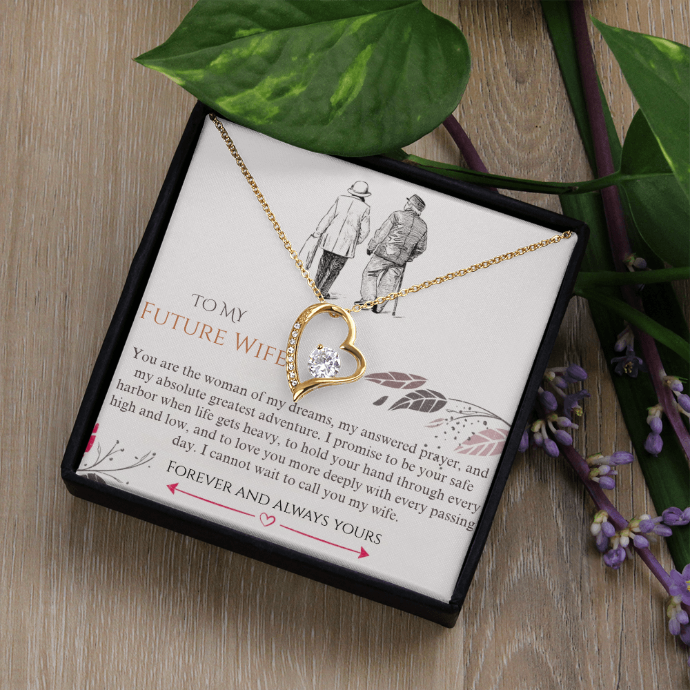 Forever Love Heart Pendant Necklace, 14k White Gold Finish