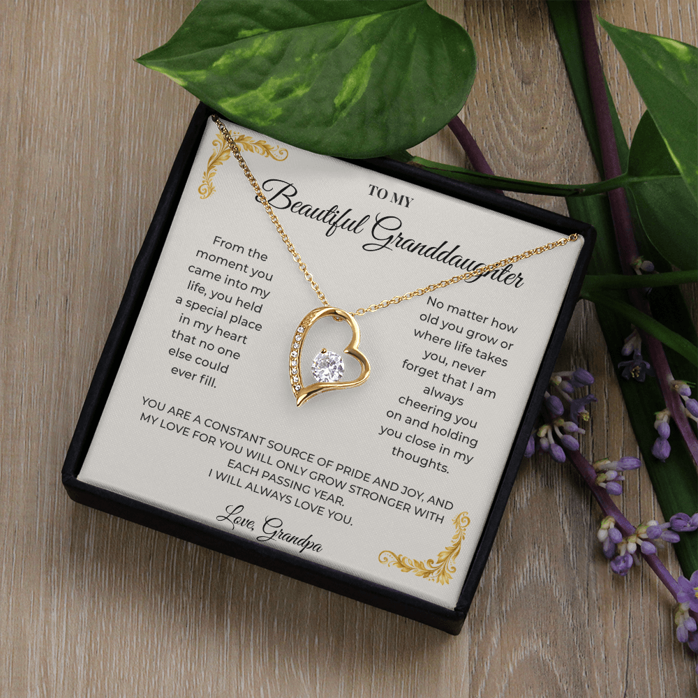 To My Granddaughter – Forever Love Necklace | Heartfelt Keepsake Gift from Grandpa