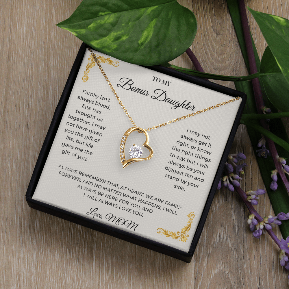 To My Bonus Daughter – Forever Love Necklace | Heartfelt Keepsake Gift from Mom