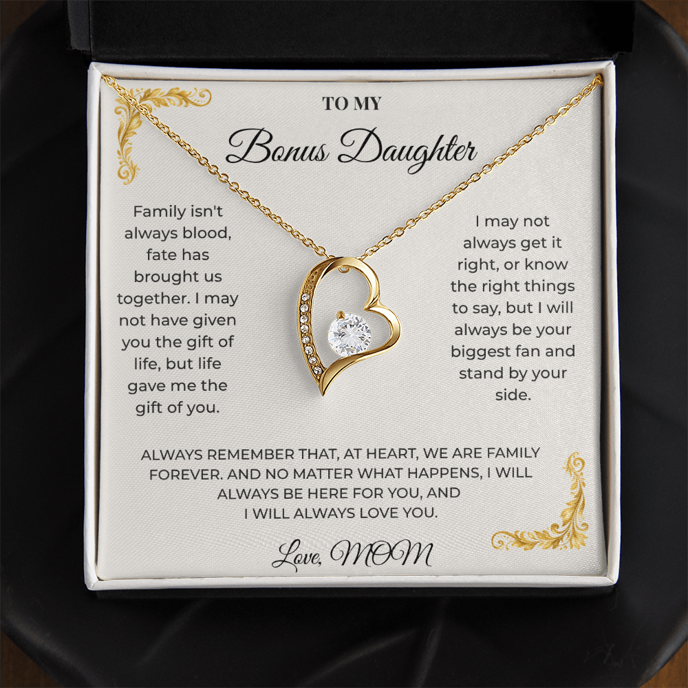 To My Bonus Daughter – Forever Love Necklace | Heartfelt Keepsake Gift from Mom