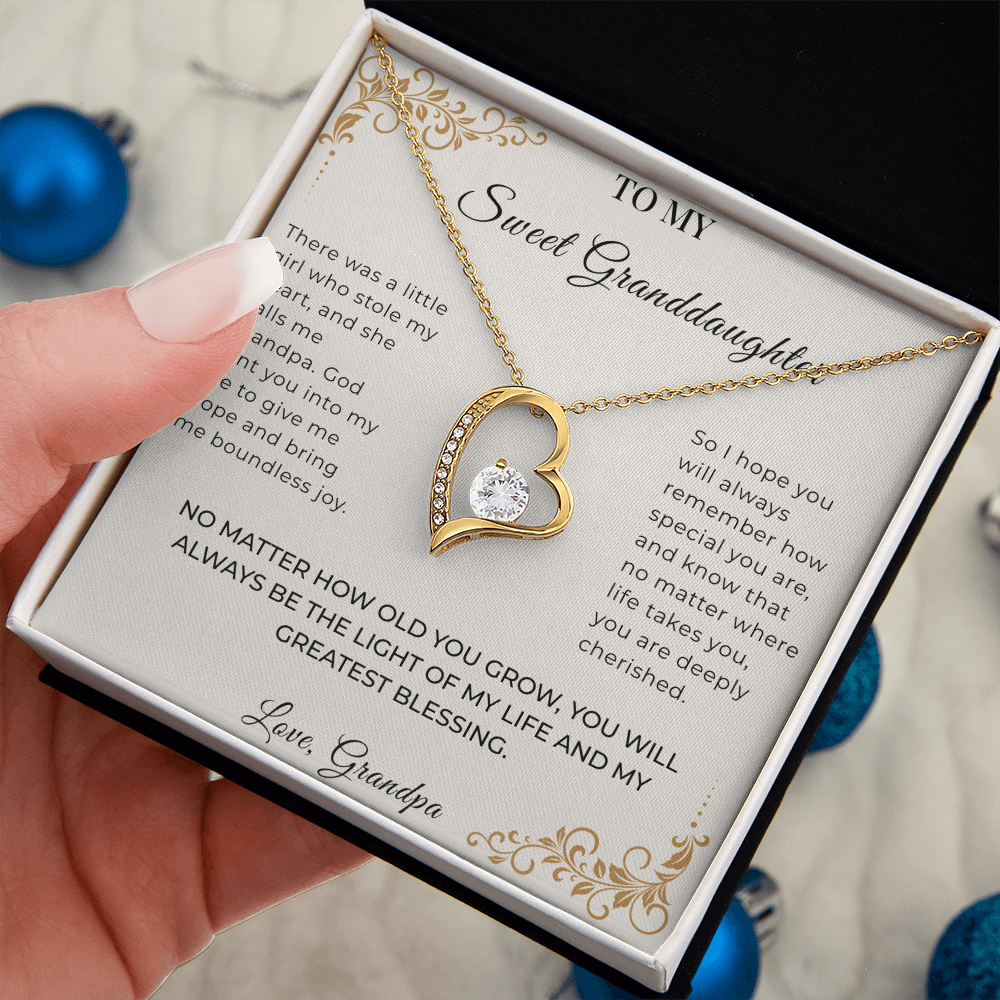 To My Granddaughter – Forever Love Necklace | Heartfelt Keepsake Gift from Grandpa