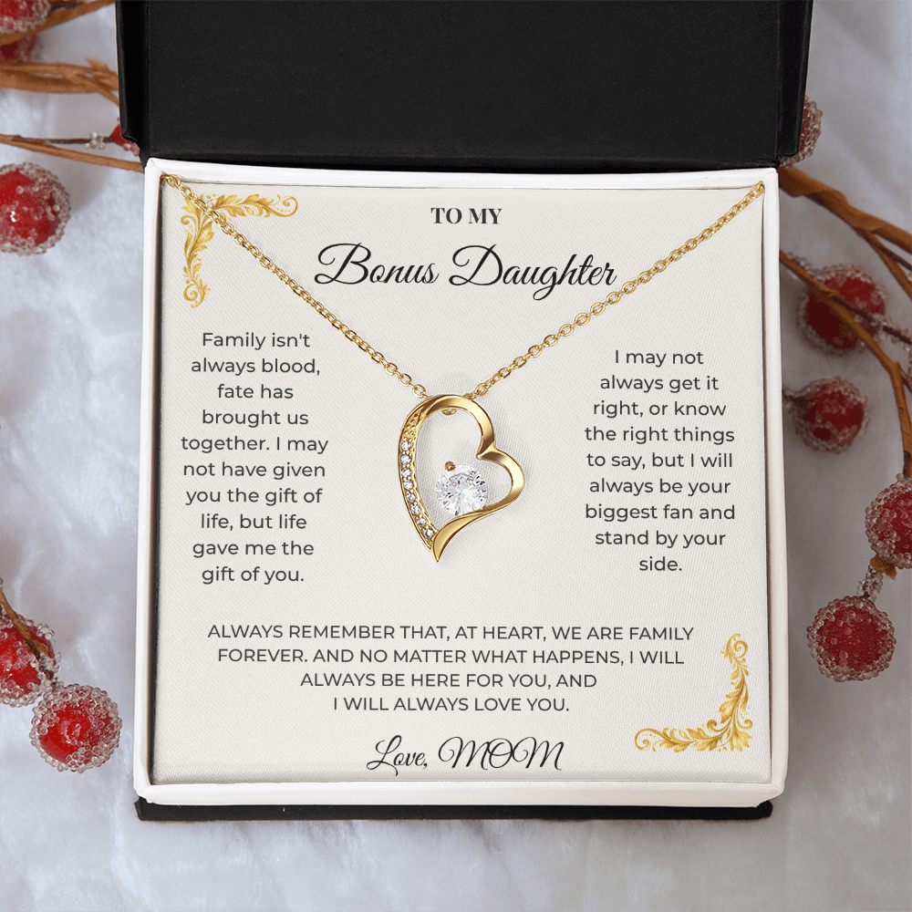 To My Bonus Daughter – Forever Love Necklace | Heartfelt Keepsake Gift from Mom